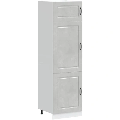 Image of vidaXL Kitchen Cupboard Kalmar Concrete Grey Engineered Wood Cabinet with Adjustable Feet &amp; Ample Storage 60x57x207cm