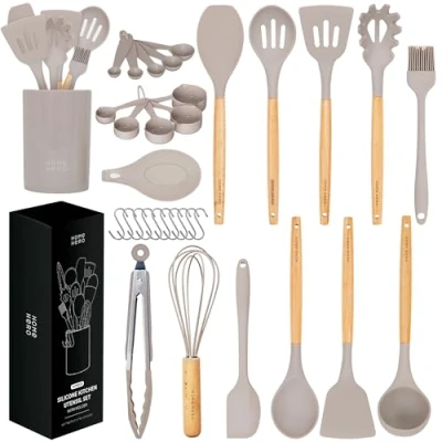 Image of Kitchen Utensils Set Non Stick Heat Resistant Cooking Spoons Turners Spatula Ladle Tools Gadgets Accessories
