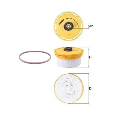 Image of 2339017540, 2339051020 Fuel Filter MAHLE ORIGINAL KX 479D Insert TOYOTA: Land Cruiser Prado 70 Off Road, 200