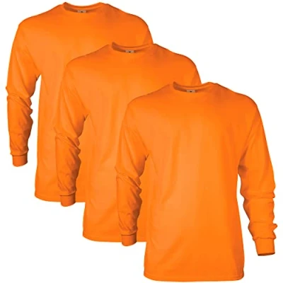 Image of GILDAN Men&#039;s, Ultra Cotton Long Sleeve T Shirt, Style G2400, Safety Orange, L