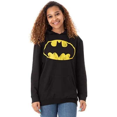 Image of Batman Distressed Logo Women&#039;s Hoodie Black