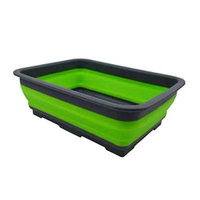 Image of SAMMART 7L (1.85 Gallon) Collapsible Tub Foldable Dish Portable Washing Basin Space Saving Plastic Washtub (Green, 1)