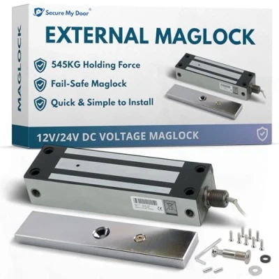 Image of SecureMyDoor IP67 Weather Resistant External Magnetic Lock Fail Safe Access Control Maglock 1500lbs Holding Force Stainless Steel Ideal for Outdoor Use Door or Gate