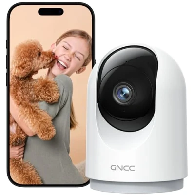 Image of GNCC 2K/3MP Indoor Security Camera WiFi, CCTV House Security, 360 Pet Dog Baby Monitor with Night Vision, Motion Detection, 2 Way Talk, Cloud/SD, Works Alexa