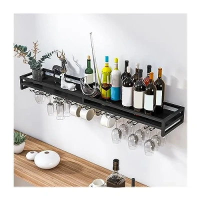 Image of LIGUOYI Wine Glass Hanger, Wall Mounted Rack Bottle Display Space Saving, For Kitchen Multi functional Hanging