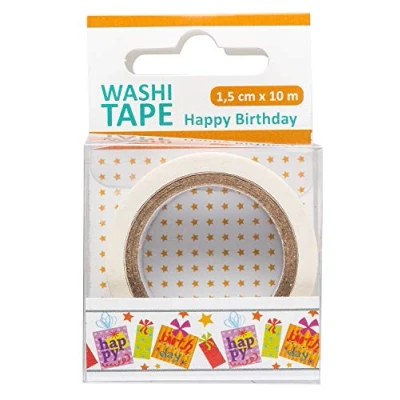 Image of Unbekannt III Washi Tape Happy Birthday 1 Roll 1.5 cm x 10 m Multi Coloured