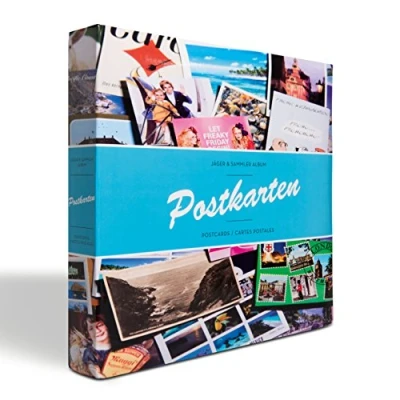 Image of Leuchtturm Postcard Album for 600 Historical Postcards, 50 Bound Sheets with Clear Pockets, Medium, Beige/Grey, Unisex, Manual, Adult
