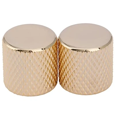 Image of Musiclily Pro Metric Size Steel Flat Top Tele Barrel Knobs for Import Fender Telecaster Electric Guitar/Precision Bass, Gold (Set of 2)