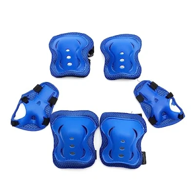 Image of ARA CHOICE Girl Boy Kids Skate Cycling Bike Protective 6Pcs Set Wrist Knee Elbow Safety Pad Suitable for Roller Skates Bicycles Skateboards Inline Skating Boys and Girls (Light Blue)