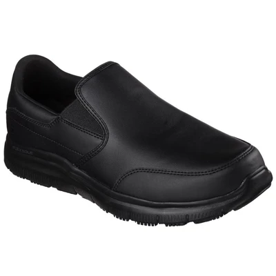 Image of Skechers Men&#039;s Flex Advantage Sr Bronwood Slip On Trainers, Black Leather, 8 UK