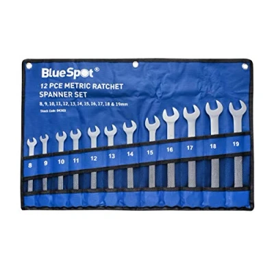 Image of Blue Spot Tools 04303 12 Piece Chrome Vanadium Metric Ratchet Spanner Set (8 19mm)