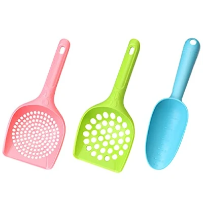 Image of MOCOBO Cat Litter Scoop, Plastic Kitty Pet Shovel Dog Sand Sifter Poop Sieve Cleaning Tool with Food Feeder Scoop Set 3 Pack