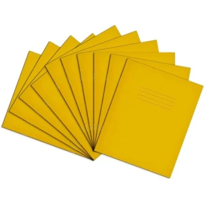 Image of Rhino 8 x 6.5 Exercise Books, 32 Page / 7mm Squared Paper Notebook, 10 Pack, Writing Book, Office &amp; School Stationery Supplies, Yellow