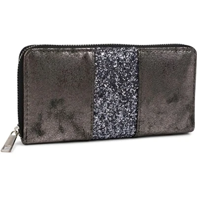 Image of styleBREAKER Wallet with Surrounding Sequin Stripes, Zipper, Wallet, Women 02040056, Colour:Antique Anthracite