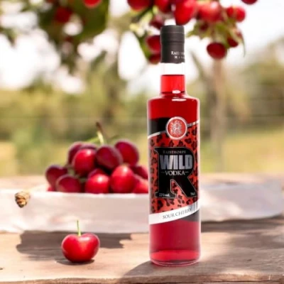 Image of Sour Cherry Vodka Flavoured Smooth &amp; Fruity for Cocktails, Mocktails, Drink Mixes, Boozy Treats Wild 70cl Raisthorpe Manor, 700ml, 23.5% Alcohol Volume