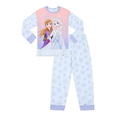 Image of Disney Girls Frozen Long Pyjama Set (5 6 Years) Blue