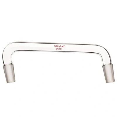 Image of stonylab Glass Distilling Adapter, Borosilicate 75 Degree and 105 Bent Chemistry Adapter with 24/40 ST Inner Joints, 200 mm Length