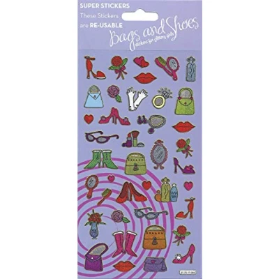 Image of Bags and Shoes Sparkly Reusable Stickers Perfect for Craft Activities Children Adults on Non Porous Surfaces