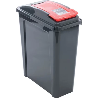 Image of VFM 384285 Recycling Bin with Lid, 25 L, Red