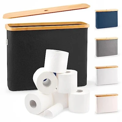 Image of Lonbet Toilet Paper Basket Storage The Ultimate Bathroom Organizer Bamboo Basket, Holder Accessories