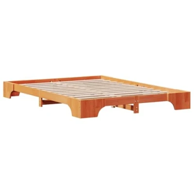 Image of vidaXL Bed Frame Wax brown Solid Pine wood 140 x 200 cm