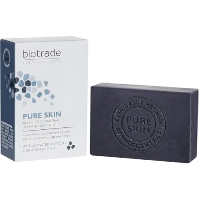 Image of Pure Skin Black Charcoal Soap Detox Removes Blackheads Acne Oiliness Tightens Pores