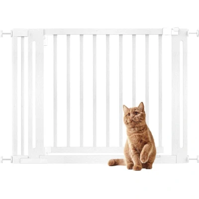 Image of Bettacare Wooden Elegance Dog Gate, White, 105cm 113cm, Pressure Fit Safety 73cm Extra Wide Doorway, Gate for Puppy, and Pet, Stylish Design Easy Installation