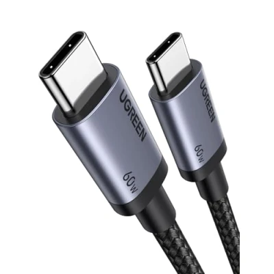 Image of UGREEN USB C to Cable 1M 60W Charger Fast Charging Type Braided Lead Compatible with iPhone 16/15 Pro Max, Galaxy S24 Ultra, iPad 2024/Air 5, MacBook