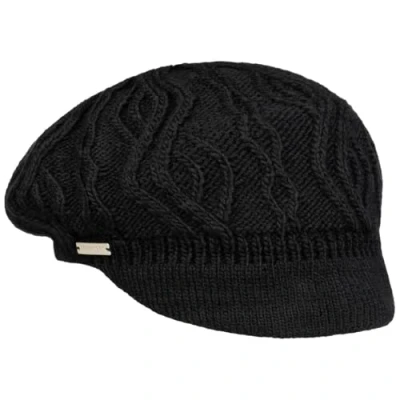 Image of Seeberger Annelie Knit Newsboy Cap Women , Black, 6 3/4/7 1/2