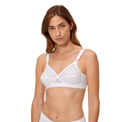 Image of Playtex P0165 WoMens non wired and padded lace bra for natural bust support White Size 36B