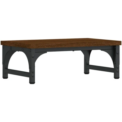 Image of vidaXL Monitor Stand Durable Engineered Wood with Adjustable Legs, Brown Oak Ideal for Office and Home Use Added Storage Space