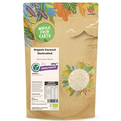 Image of Wholefood Earth Organic Coconut Desiccated 500g GMO Free Vegan High Fibre Certified
