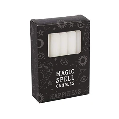 Image of 12 Magic Spell Candles Happiness White 10cm