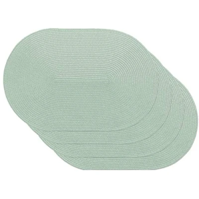 Image of Venilia Green Oval Placemat, Table Linen, Placemats for Dining Room, Woven, Set of 4, Food Safe, 30 x 45 cm, 59127