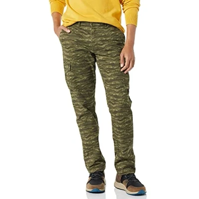 Image of Amazon Essentials Men&#039;s Straight Fit Stretch Cargo Trouser (Available in Big &amp; Tall), Olive Camouflage, 40W / 34L
