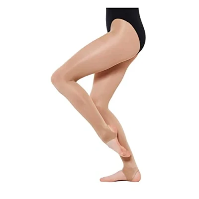 Image of Mytoptrendz® Stirrup Ultra Shimmery Tights Leggings Girls Womens Ballet Dance Stockings for Daily Ballerina Dancing Performance(Small Light Toast)