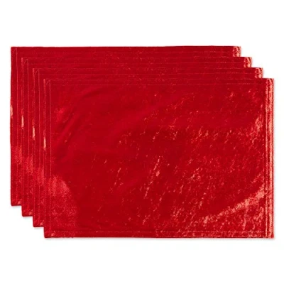 Image of DII Velvet Collection Tabletop, Placemat Set, Red 4 Count