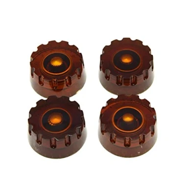 Image of KAISH 4pcs Amber Knurled LP Guitar Speed Dial Knobs Control for Les Paul Guitars