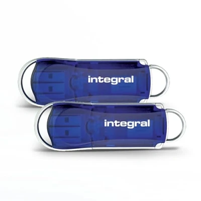 Image of Integral 2 Pack 128GB USB Memory 2.0 Flash Drives Courier Blue