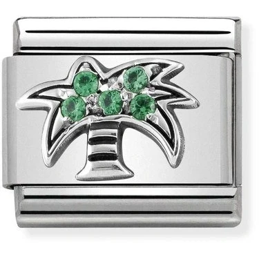 Image of Nomination Sparkling Green Palm Tree Charm