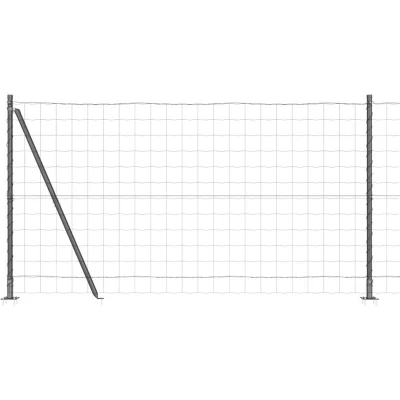 Image of vidaXL Euro Fence with 7 Flanged Posts 1.2x10 m Galvanised Steel
