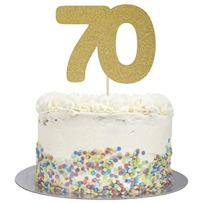 Image of Large Number 70 Glitter Cake Topper (Gold Glitter)