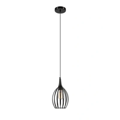 Image of Vincent Wire Frame Pendant Ceiling Light Black, 1x E27