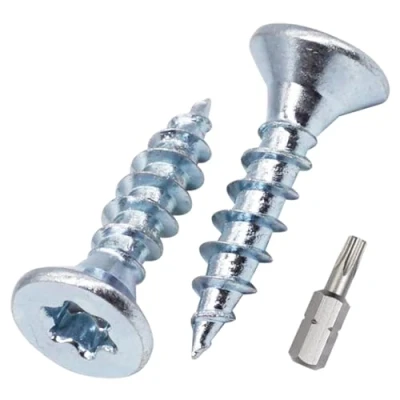 Image of SKIR&#039;CO (100 pcs) Zinc Plated Steel Wood Screws 4.5 x 20 mm, Torx Head, Countersunk Chipboard Screws, Fully Threaded