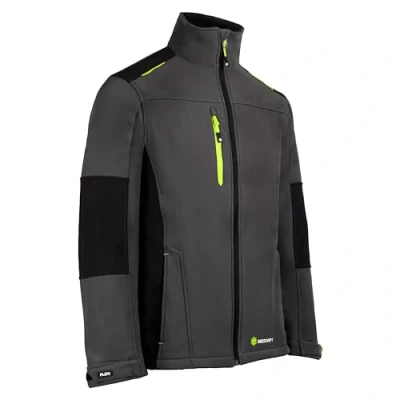 Image of BeeSwift Flex Jacket Softshell Two Toned Grey/Black Fleece Lined Water Repellent Windproof 4X Large