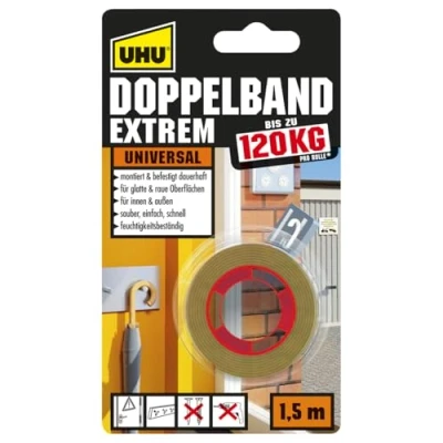 Image of UHU 46820 Double Sided Adhesive Tape Extra Strong 1.5 m