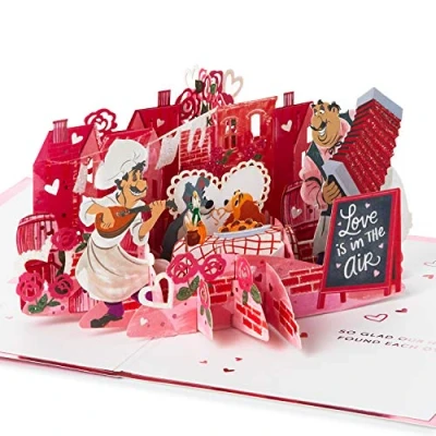 Image of Hallmark Signature Paper Wonder Disney Pop Up Card (Lady and The Tramp) for Anniversary, Romantic Birthday, Love, Valentine&#039;s Day