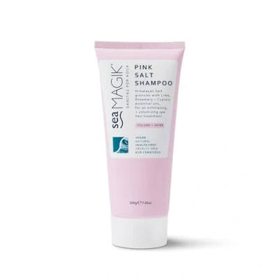 Image of Sea Magik Natural Shampoo SLS Free, Exfoliating and Volumising with Pink Salt Granules, Professional Spa Hair Treatment Fragrance, Deeply Cleanses, Vegan, Cruelty Free (200g)