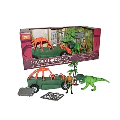 Image of Wild Republic 16830 E Team X T Rex Playset Dinosaur Figurine Action Figure, Animal, Vehicle, Accessories, Gifts for Kids, standard size