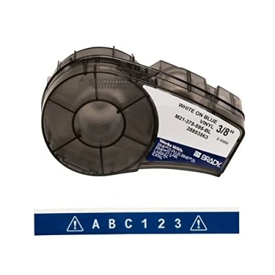 Image of Brady Vinyl Label Tape for Printer M211 &amp; M210 Self Adhesive Labels White on Blue (9.53mm x 6.40m) M21 375 595 BL